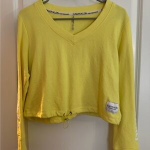 Calvin Klein Yellow Cropped Sweatshirt